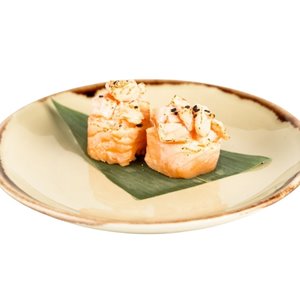 Gunkan double salmon flambè